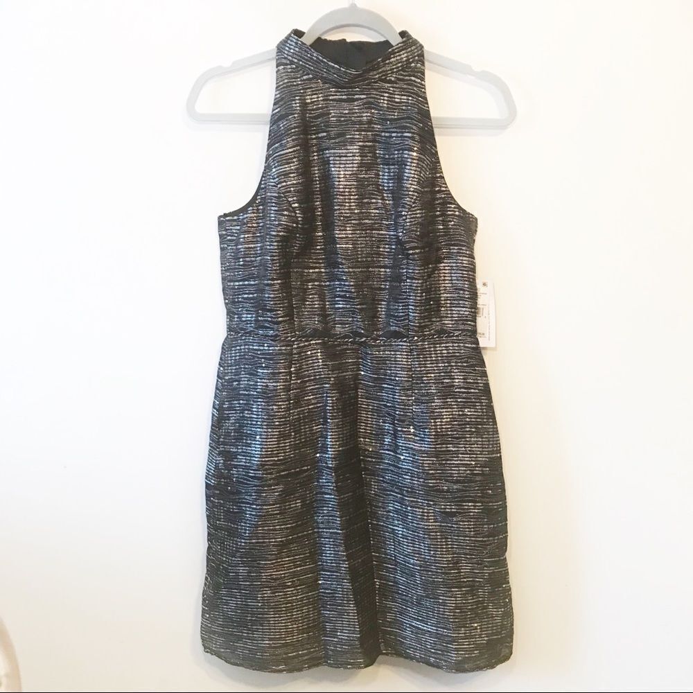 NWT Aidan by Aidan Mattox Mockneck Metallic Dress
